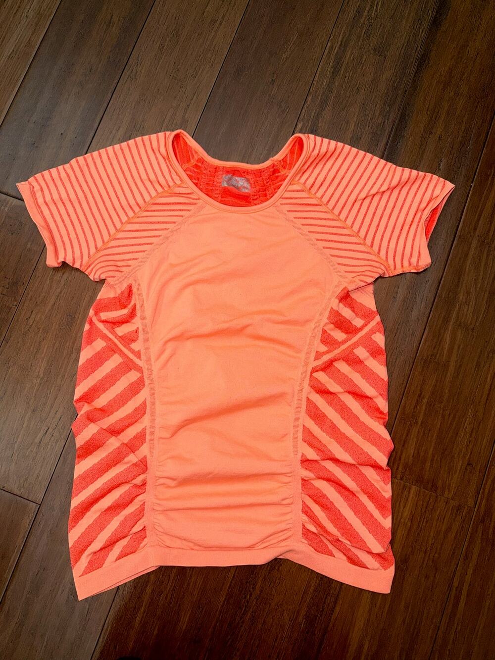 Athleta Jet Stripe Fastest Track Tee Orange Large
